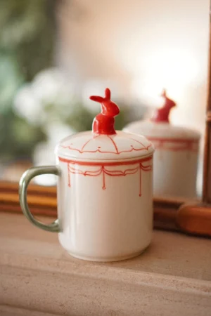 Чашка з кришкою зайчик Art Hall Ceramics